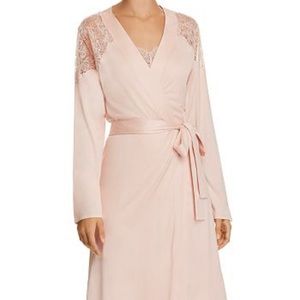 NWT HANRO Fleur Silk Blend Robe Pink XL/16-18